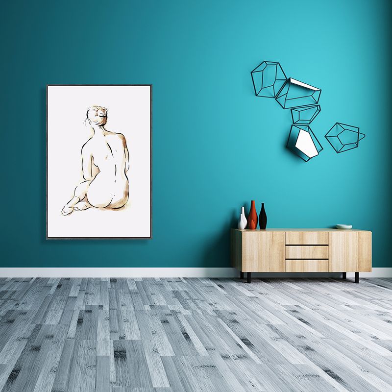 Light Yellow Minimalism Art Nude Women Wall Print for Kitchen, Multiple Sizes Options