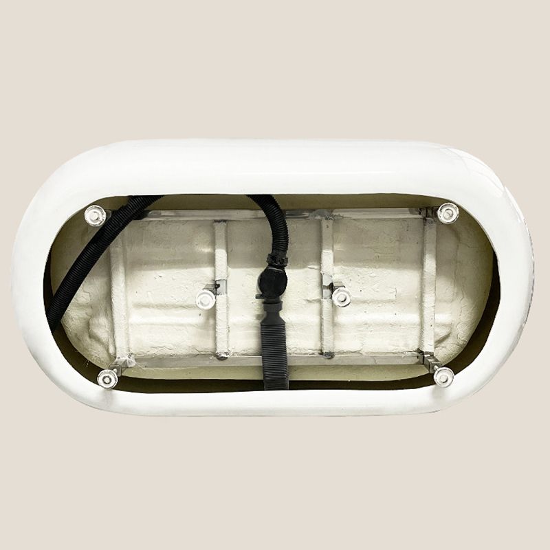 Modern Acrylic-Fiberglass Oval Bathtub Freestanding Soaking Bathtub with Center Drain