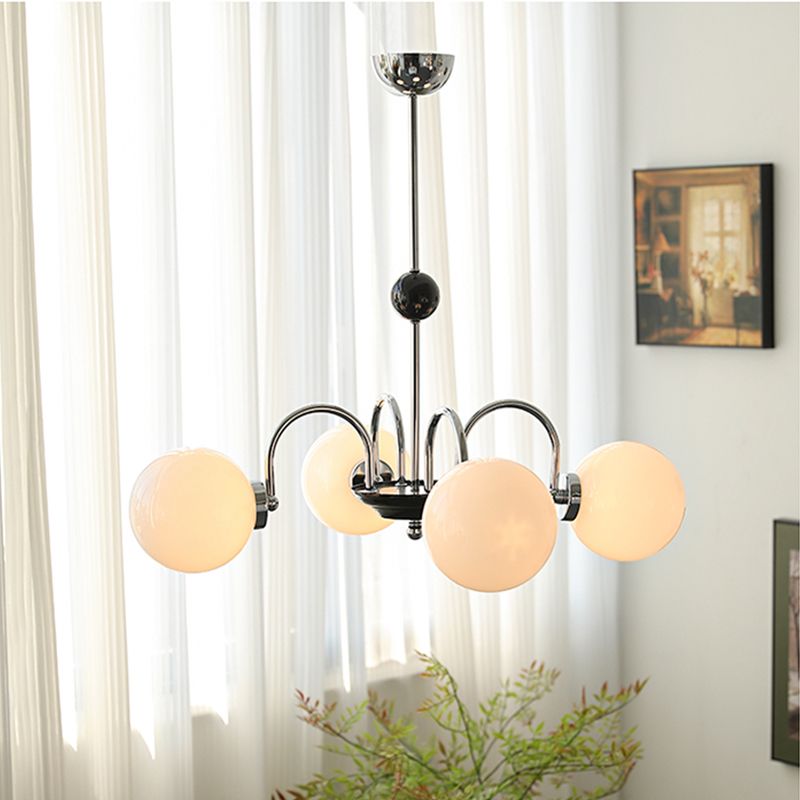 Luci a sospensione sferica Moderna luce a sospensione con soffitto in vetro bianco per camera da letto