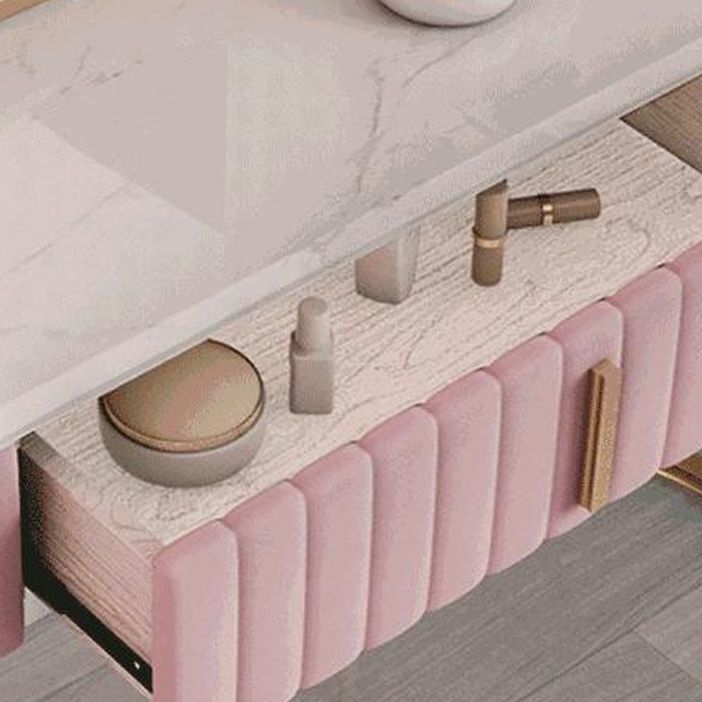 Glam Style 1-drawer Marble Top Make-up Vanity Dressing Table