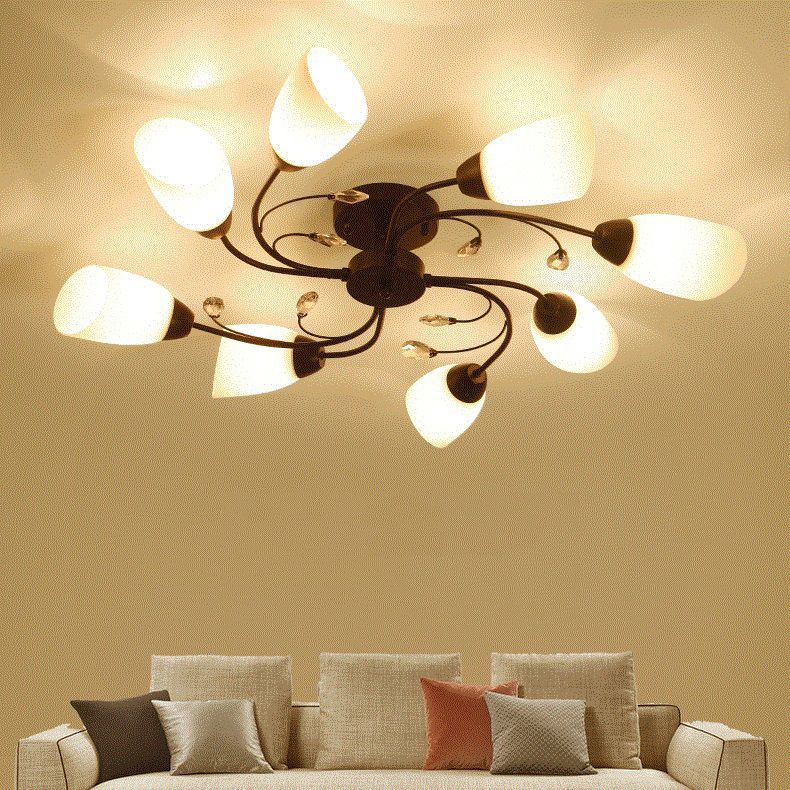 Multi Lights Ceiling Mount Light Minimalist Flush Mount Ceiling Light with Glass Shade