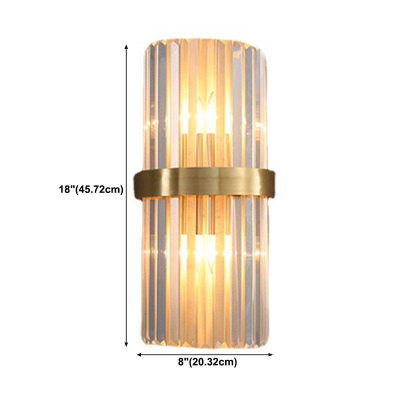 Modern Crystal Wall Light Geometric Gold 18" Wide Wall Sconce for Living Room