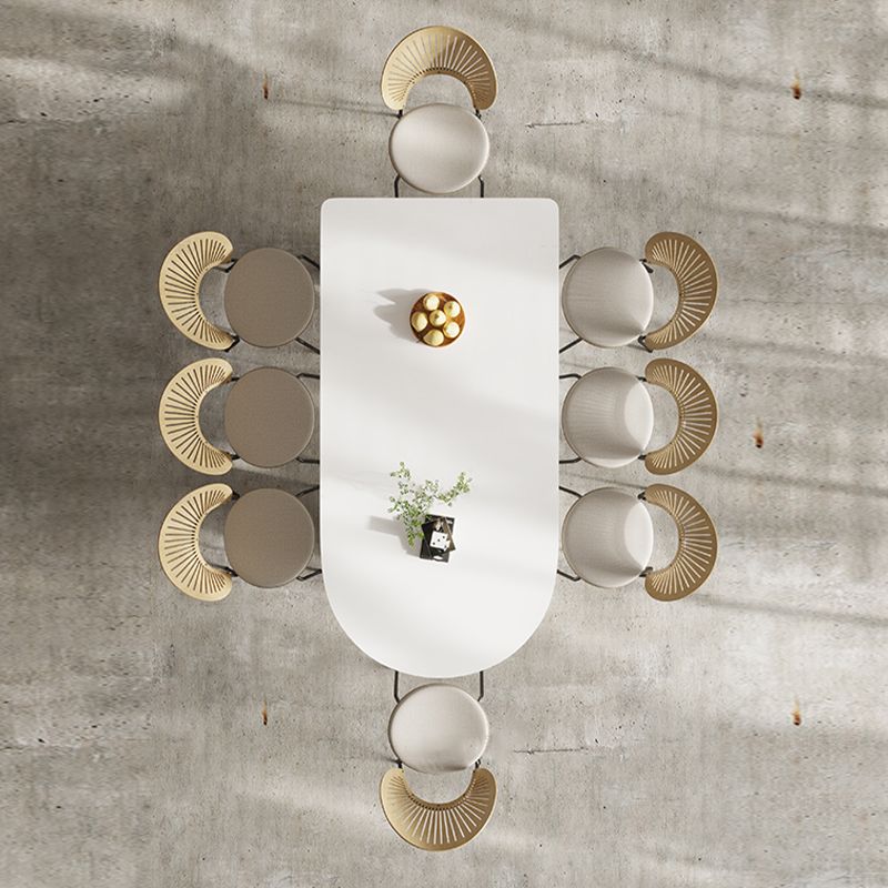 Free Form Stone Top Dining Table for Home Contemporary White Dinette Table