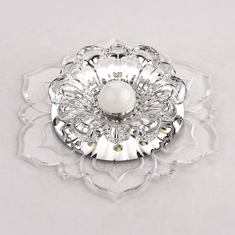 Lámpara de techo empotrada en forma de flor de estilo contemporáneo con orificio de cristal de 2-3,5 pulgadas de diámetro