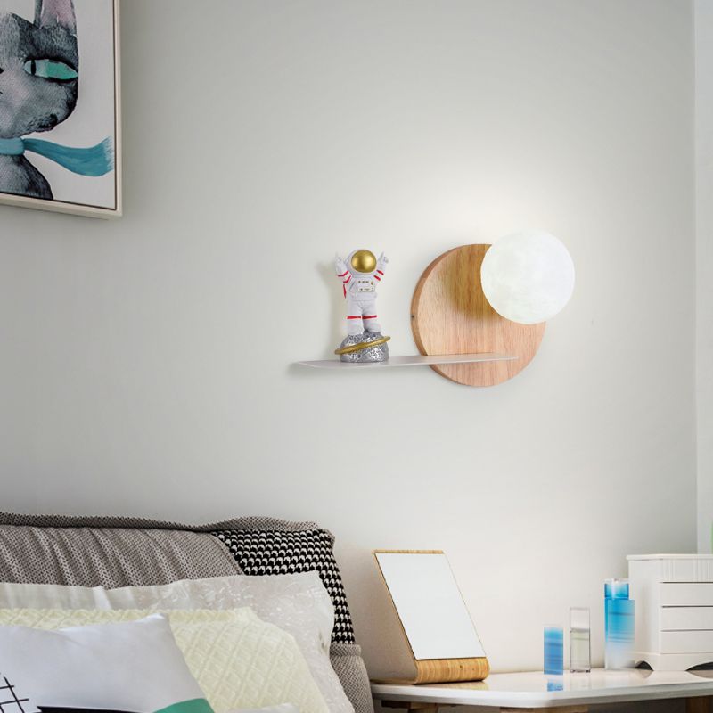 Metal & Wood 1 - Light Wall Light , Kids Style , Round / Square Wall Fixture