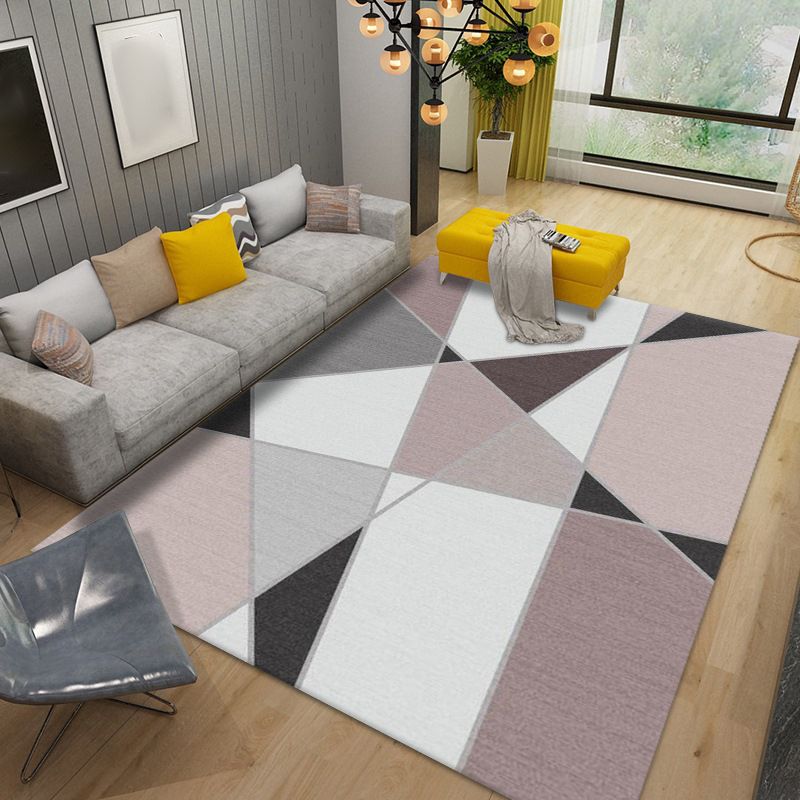 Geometric Indoor Rug Modern Patchwork Area Rug Polyester Carpet for Living Room