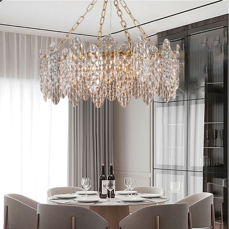 Contemporary Style Geometry Pendant Chandeliers Glass Chandelier Lights in Gold