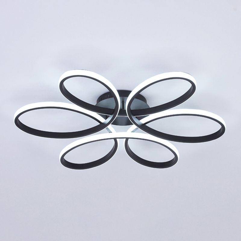 Modern Flower Semi Flush Ceiling Light Metal Living Room LED Ceiling Light