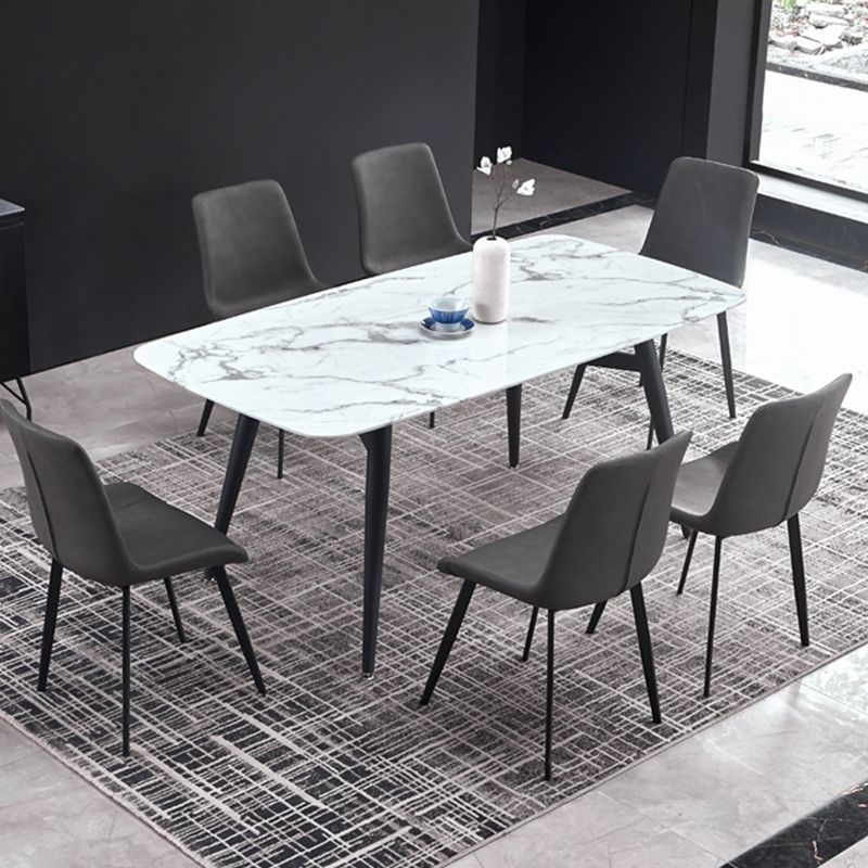 Modern Style Sintered Stone Rectangle Table Set 1/2/5/7 Pieces Dining Set