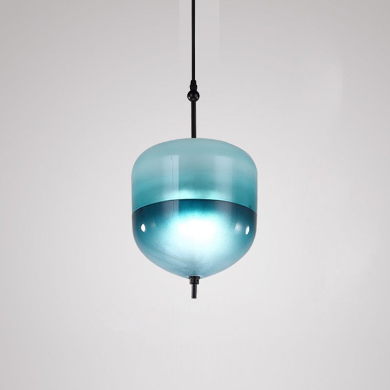 Lampe de suspension en verre de forme ovale créative moderne la lumière suspendue à 1 lumière pour salle à manger