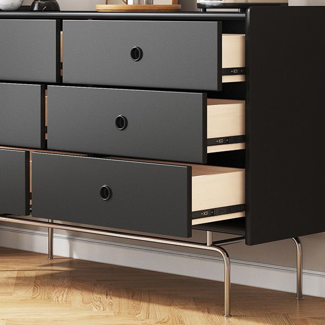 Contemporary Horizontal Double Dresser Black/Gray Dresser with Storage for Home
