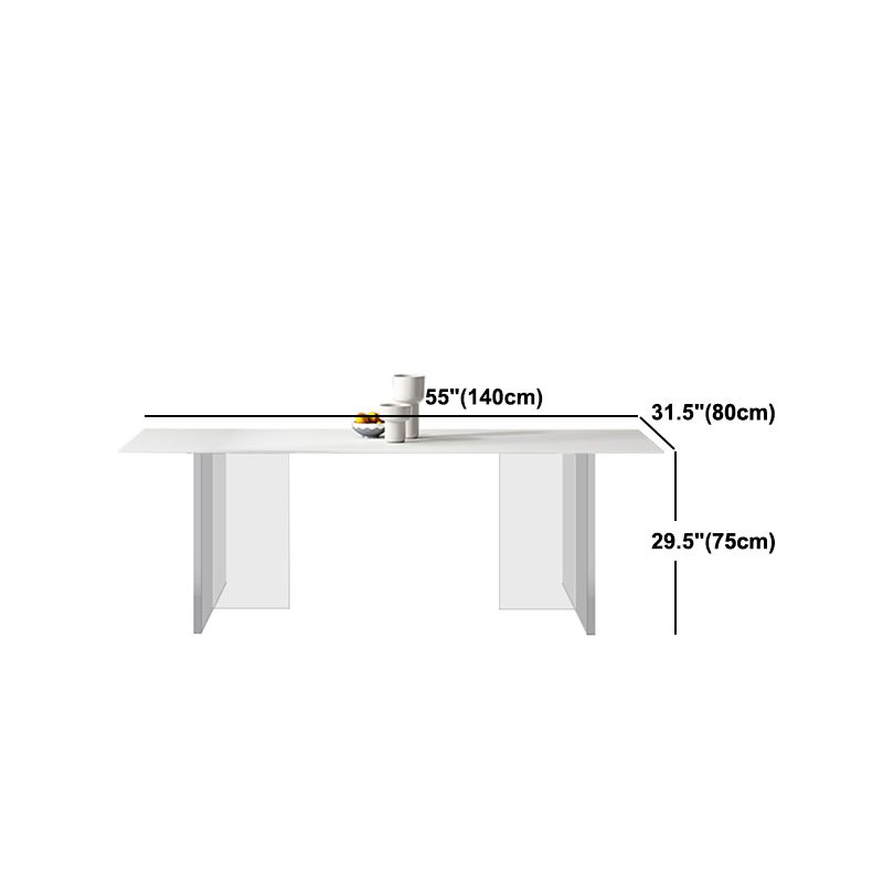 White Rectangle Dining Room Collection Modern Stone and Acrylic Table