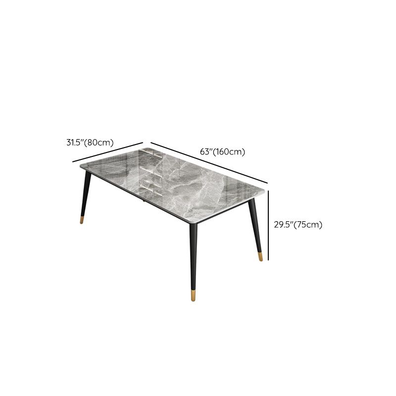 Rectangle Black Base Dining Table Modern Stone Table for Dining Room Use