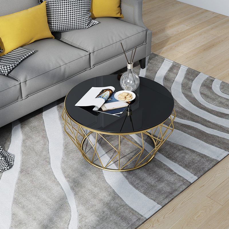 Frame Modern Simple Cocktail Table Round Glass Top Coffee Table - 17.72" H