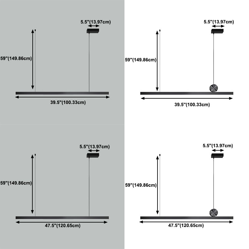 Aluminum Island Lamp Modern 1-Head Linear Restaurant Pendant Light with Acrylic Shade
