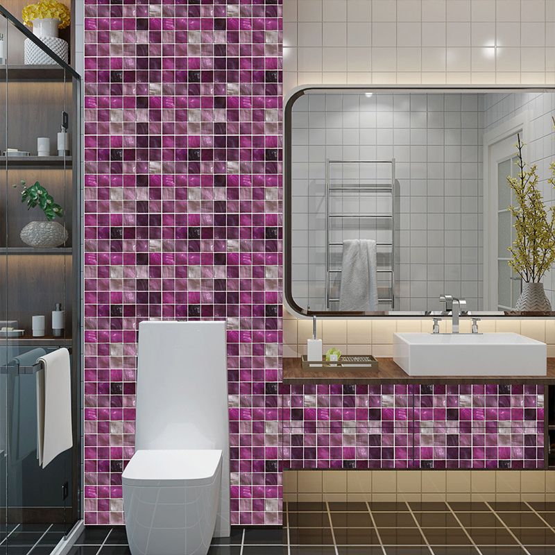 Bohemian Mosaic Tiles Peel Wallpapers for Bathroom 20 Pcs 8.6-sq ft Wall Decor in Purple