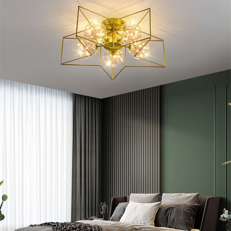 Modern Simple Iron Ceiling Light Geometry Shape Ceiling Lamp for Bedroom