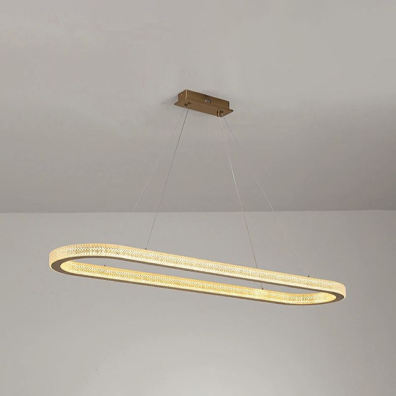 Estilo moderno colgante colgante en forma de metal ovalado 1 luz de la luz de la luz en oro