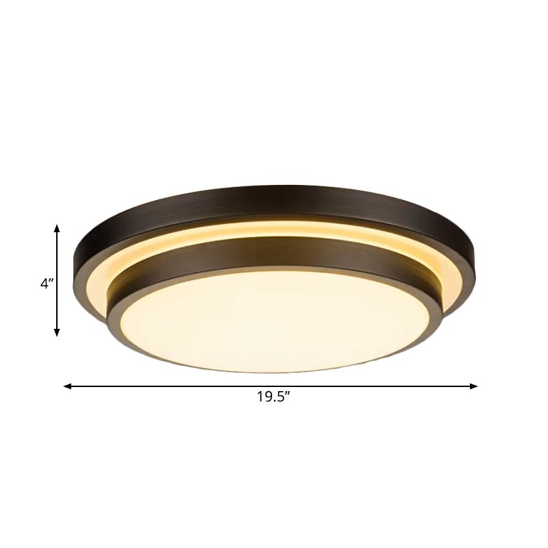 Vintage Dual-Layered Ceiling Flush LED Iron Flush Mount Light Fixture in Black for Living Room, 11"/16"/19.5" W