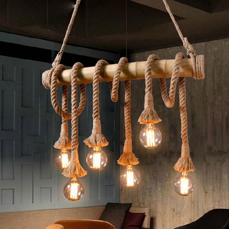 Industrial Style Island Lights Metal 3/6/8 Lights Pendant Light in Brown