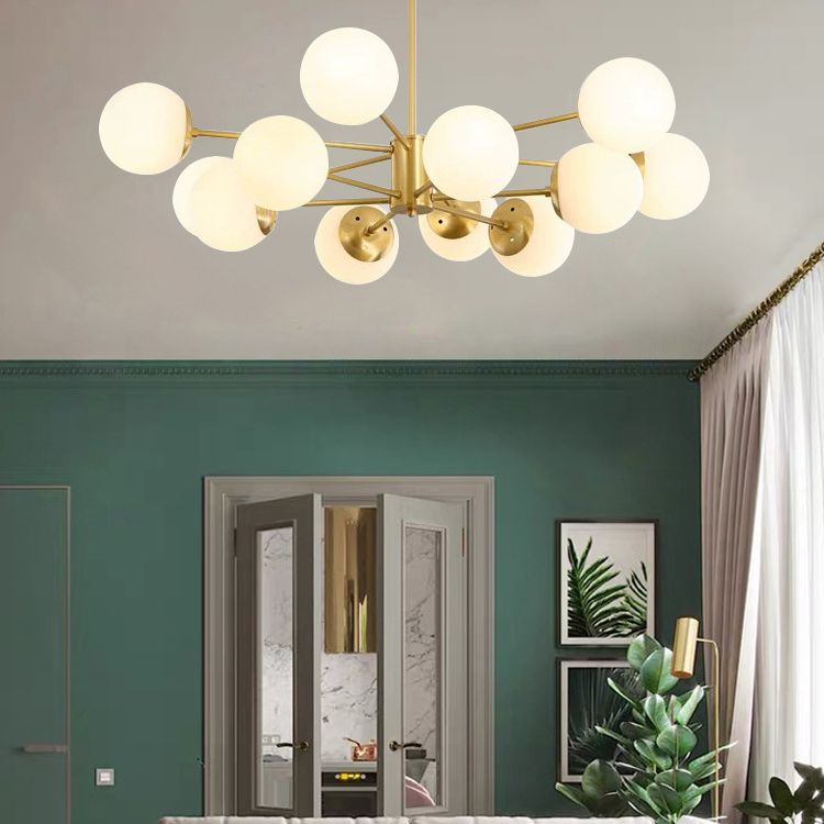 Lampada lampadina a forma molecolare dorata Ombrata di vetro bianco sfera moderno Stile semplicità Stile per sala da pranzo