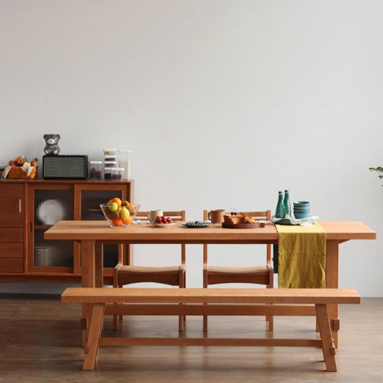 Modern Rectangle Wood Dining Table Solid Wood Base for Dining Room