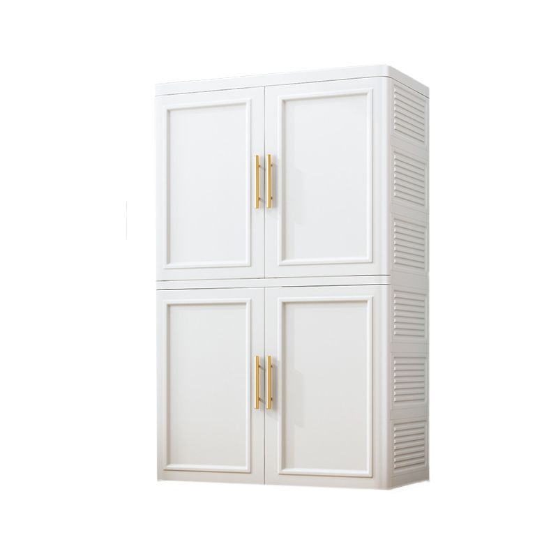 Plastic Wardrobe Cabinet with Garment Rod Hinged Wardrobe Closet