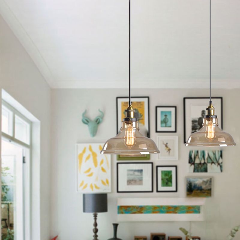 1 Light Vintage Glass Pendant Lampe Metal Lampe Breinder Industrial Style Éclairage de style industriel pour l'allée du couloir