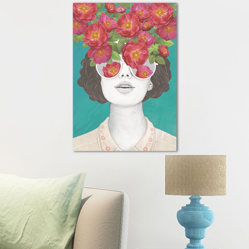 Toile de couleur pastel pour jeunes femmes, décoration murale texturée de Style Glam pour chambre de filles