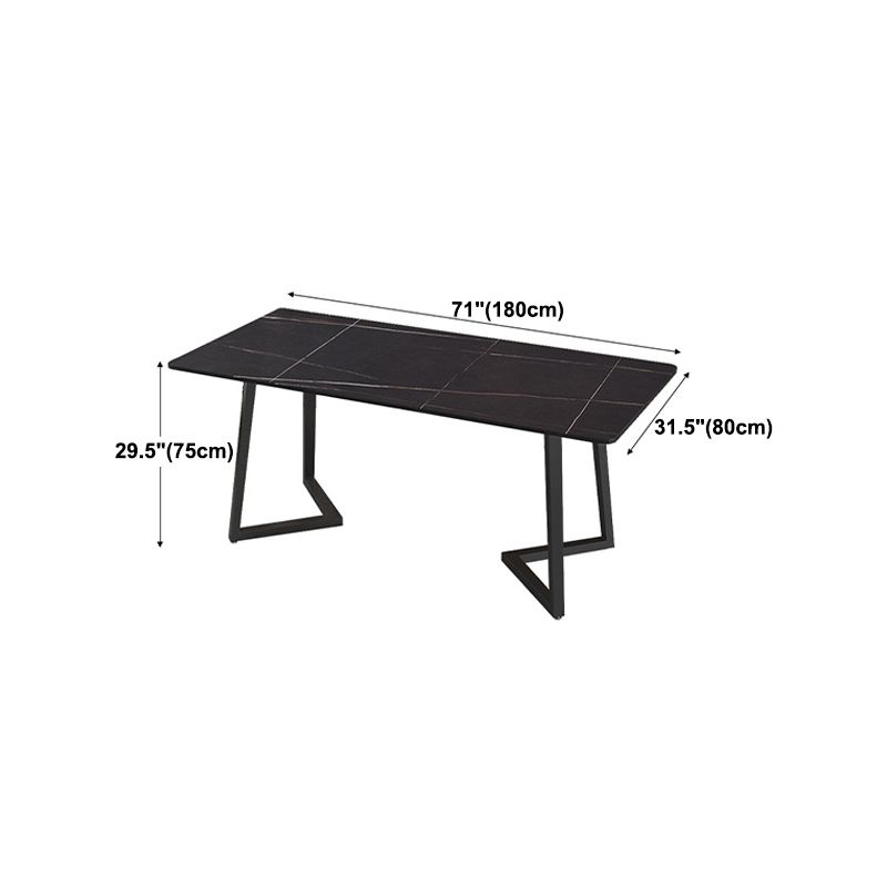 Modern 1/2/5/7 Pieces Black Dining Set Rectangle Sintered Stone Dining Table Set