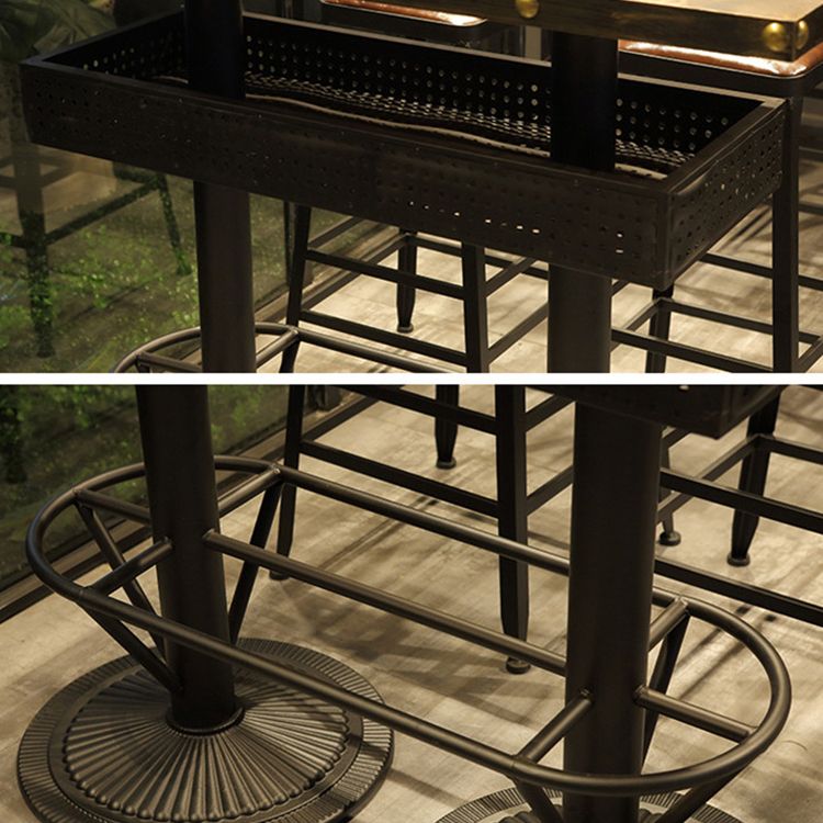 Modern Wood Storage Counter Height Table Brown Bistro Accent Dining Table