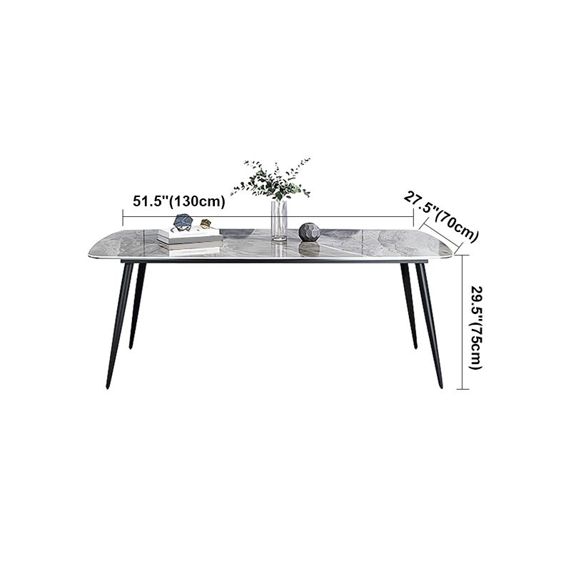 Sintered Stone Dining Table Industrial Style Black 4 Legs Base Rectangle Table for Dining Room