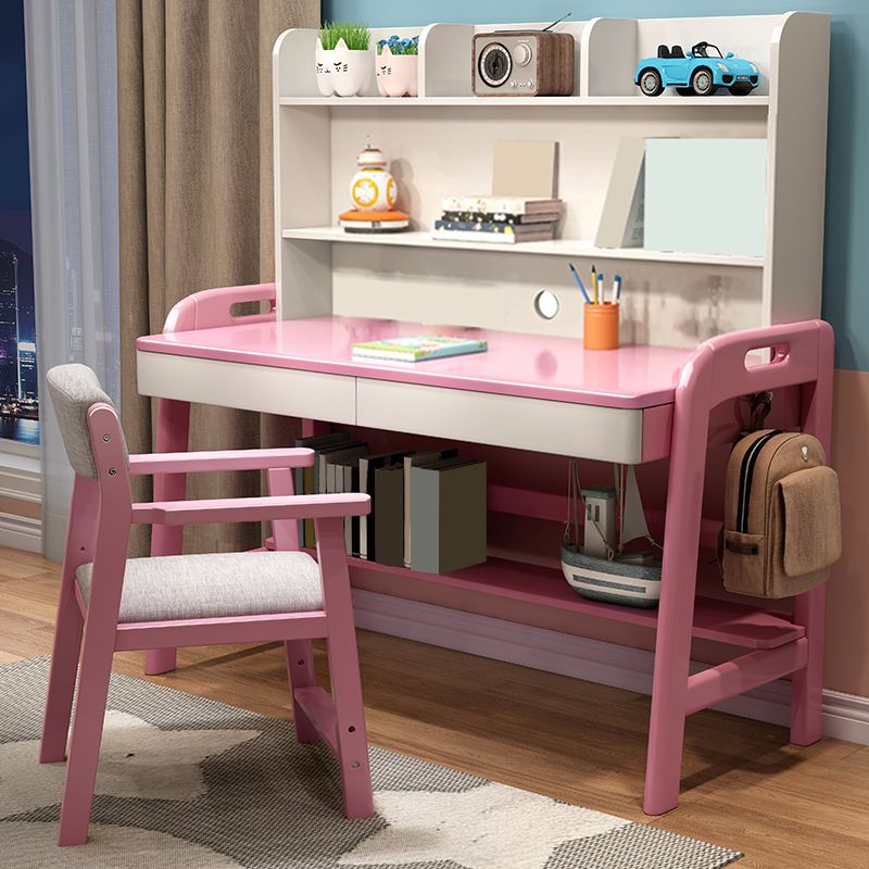 Contemporary Student Table with Side Storage Hook and Storage Drawes