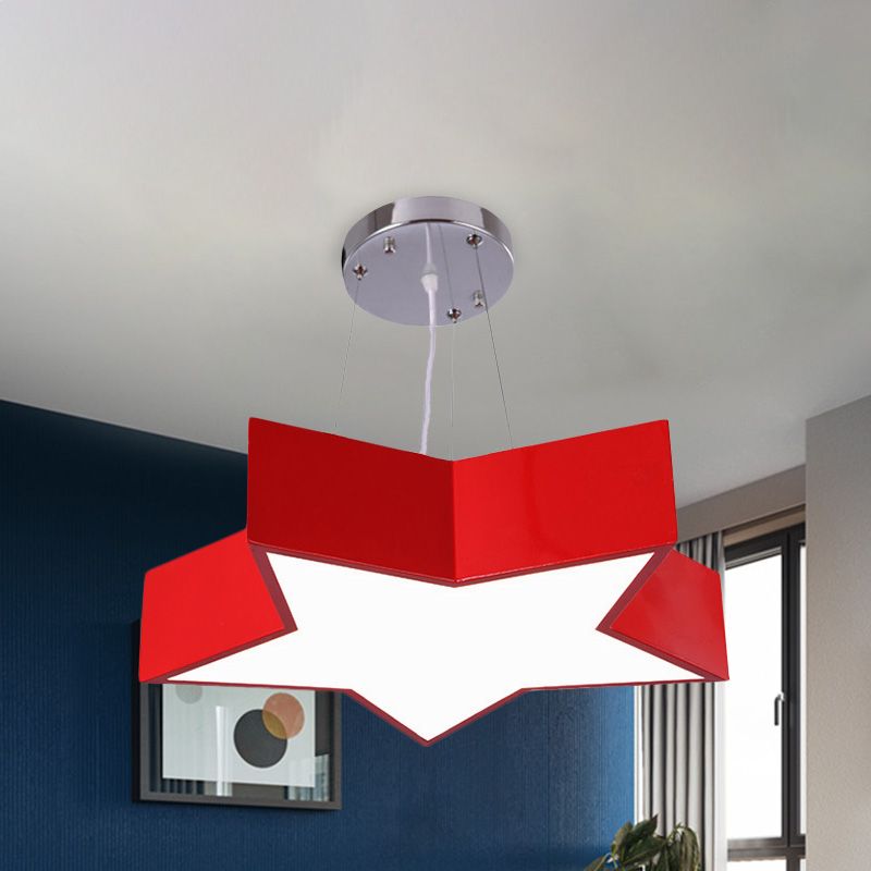18"/23.5" W Kids LED Pendant Chandelier Red Star Hanging Ceiling Light with Acrylic Shade for Kindergarten