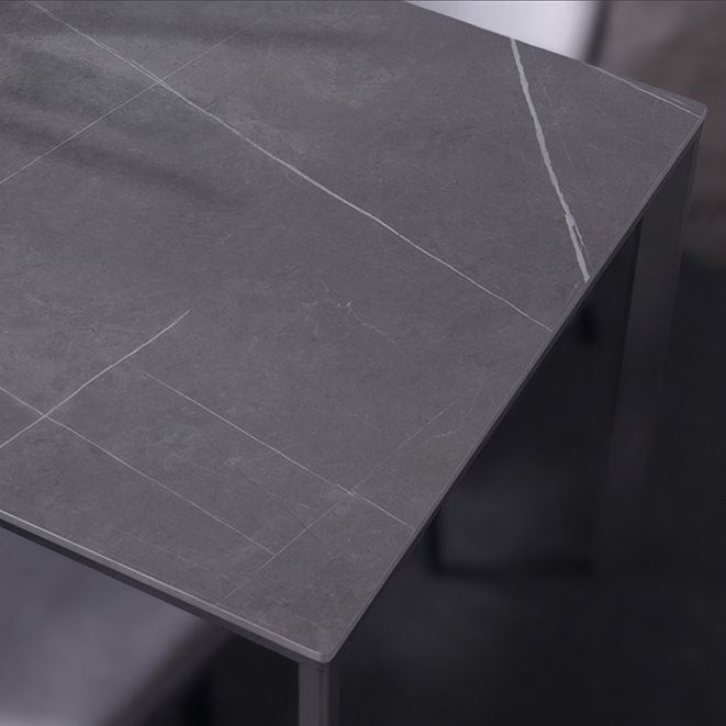 Gesinterde stenen eettafel industrieel zwart 4 poten basis rechthoektafel voor thuis