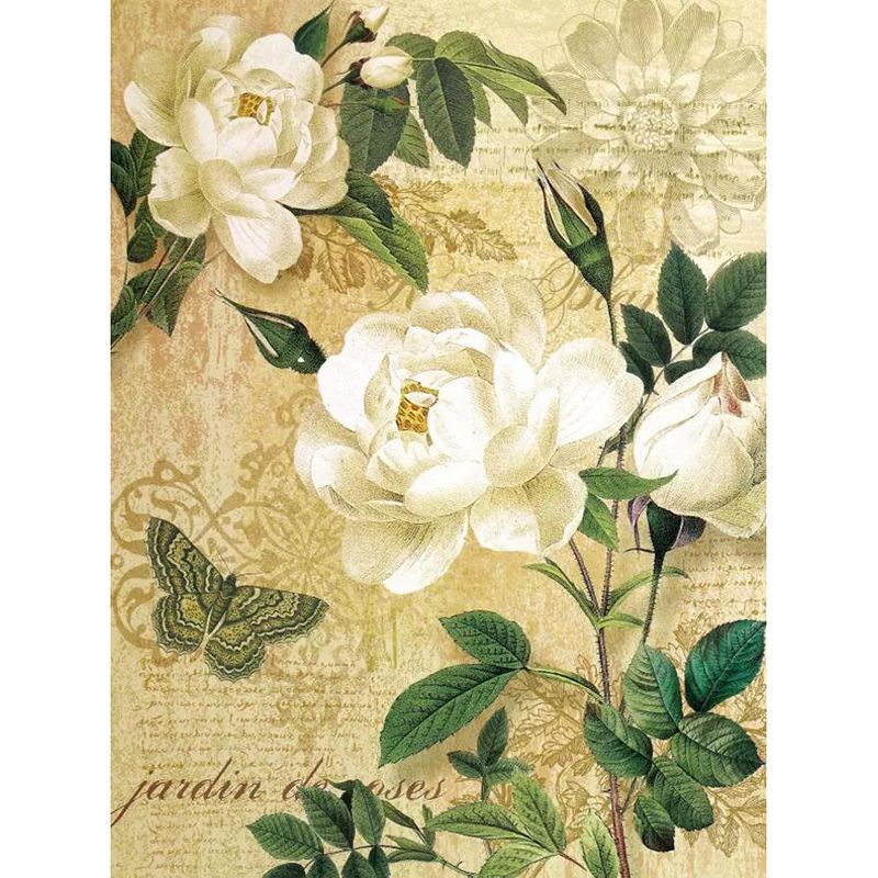 Pfingstrosen- und Schriftdruck-Wandbild, weiße und braune Vintage-Wandkunst für die Heimdekoration