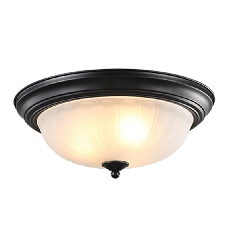 Bowl-Shaped Glass Flush Mount Ceiling Light Classic Bedroom Flush Mount Light Fixture