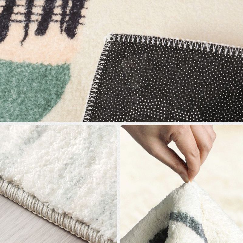 Apricot Tone Simplicity Indoor Rug Polyester Color Block Carpet Non-Slip Backing Rug for Bedroom