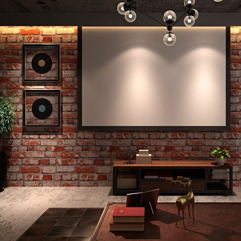 Old Wrecked Brick Look Wallpaper Dark Color Industrial Wall Covering for Sitting Room