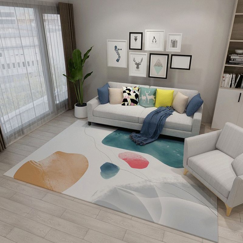 Multicolored Abstract Indoor Rug Contemporary Polyester Rug Non-Slip Backing Carpet for Bedroom