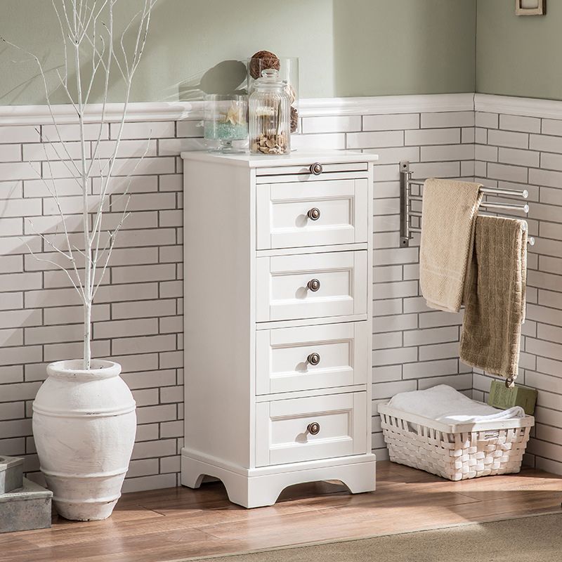 Contemporary Accent Chest with 4 Drawers and Distressed Finish Metal