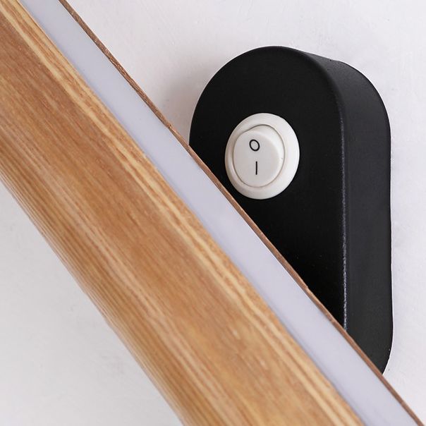 1-Light Cylindrical Wall Sconce Modern Style Wood Wall Mount Light Fixture for Bedroom