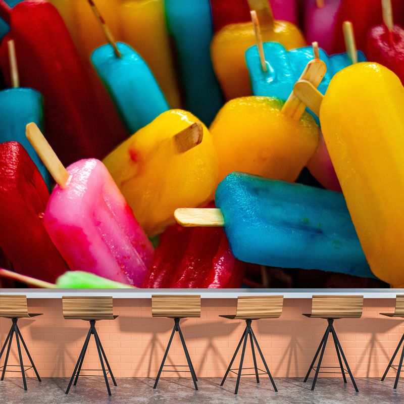 Delicious Ice Cream Mural Mildew Resistant Contemporary Wall Covering for Commercial Use