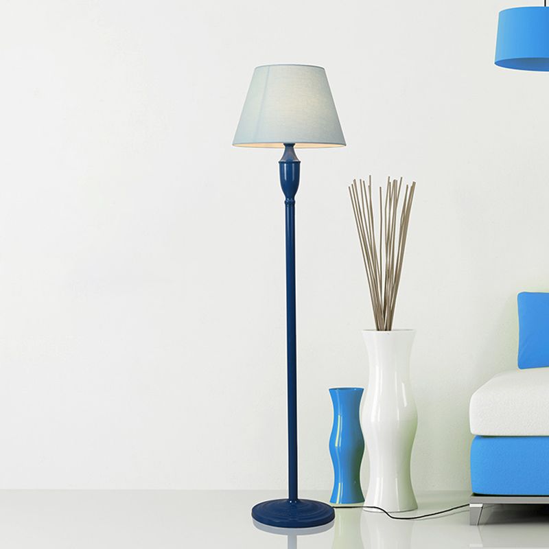 Bleu 1 plancher debout lampe debout de style vintage Fabric de baril Lumière de sol en forme de baril pour chambre à coucher