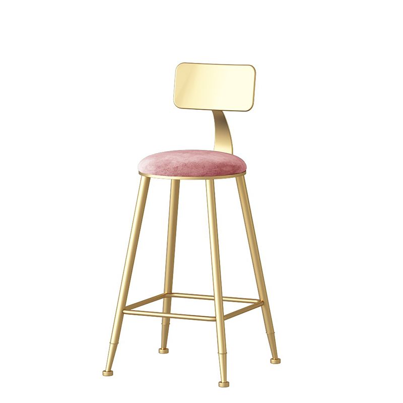 Nordic Style Backrest Counter Stool Iron Cafe Bar Stool with Velvet Cushion and Pedal