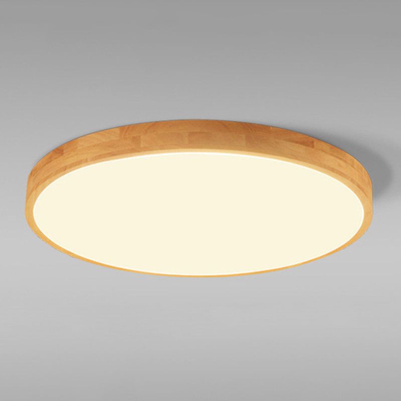 1-Light Wood Flush Mount Led Light Fixture Modern Style Circle Flush Mount Ceiling Lighting