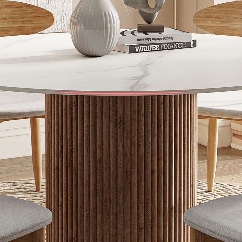 Round Dining Table Contemporary Dining Table with Solid Wood Pedestal