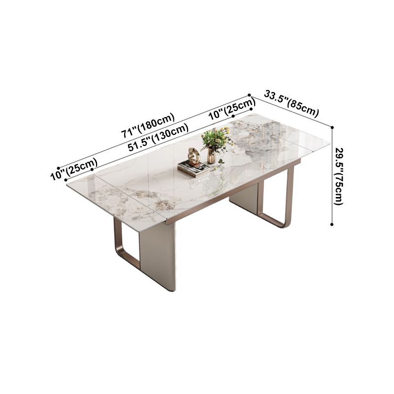 Mesa de comedor de piedra sinterizada de lujo Mesa rectángulo extensible con base de pedestal doble