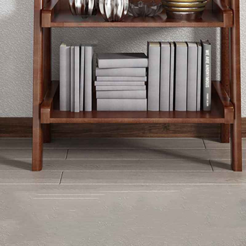 Open Back Walnut Bookcase Contemporary Ladder Bookshelf with Shelves