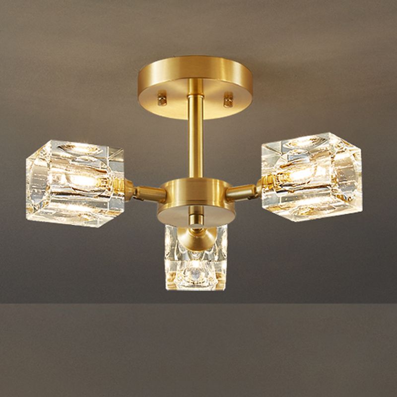 Crystal Geometrische Flush Plafond Licht Modern Multi-Lights Flush Mount Verlichting in Brass